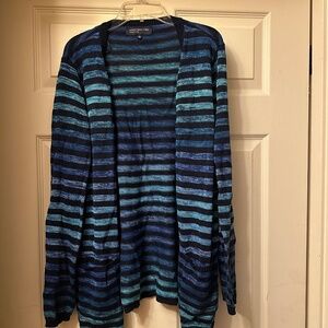 Jones New York Striped Multicolored Open Faced Cardigan, Size L, Great Condition